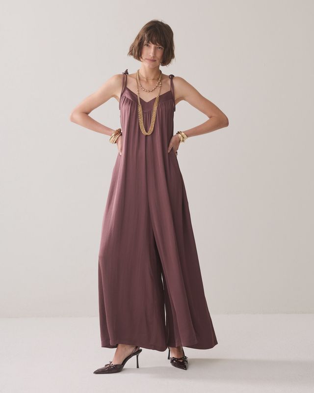 Silky-touch jumpsuit deep purple