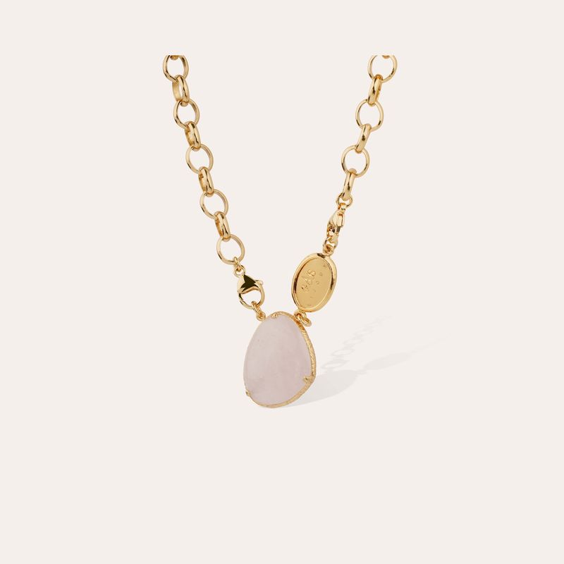 Billy pink quartz necklace gold