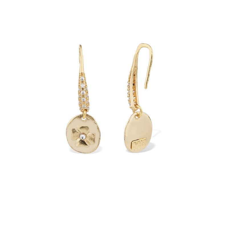 Trefle earrings gold cream