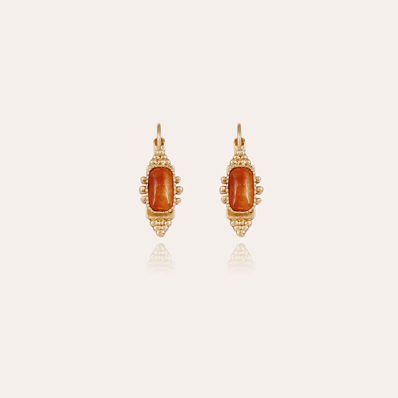 Serti talisman earrings gold carnelian