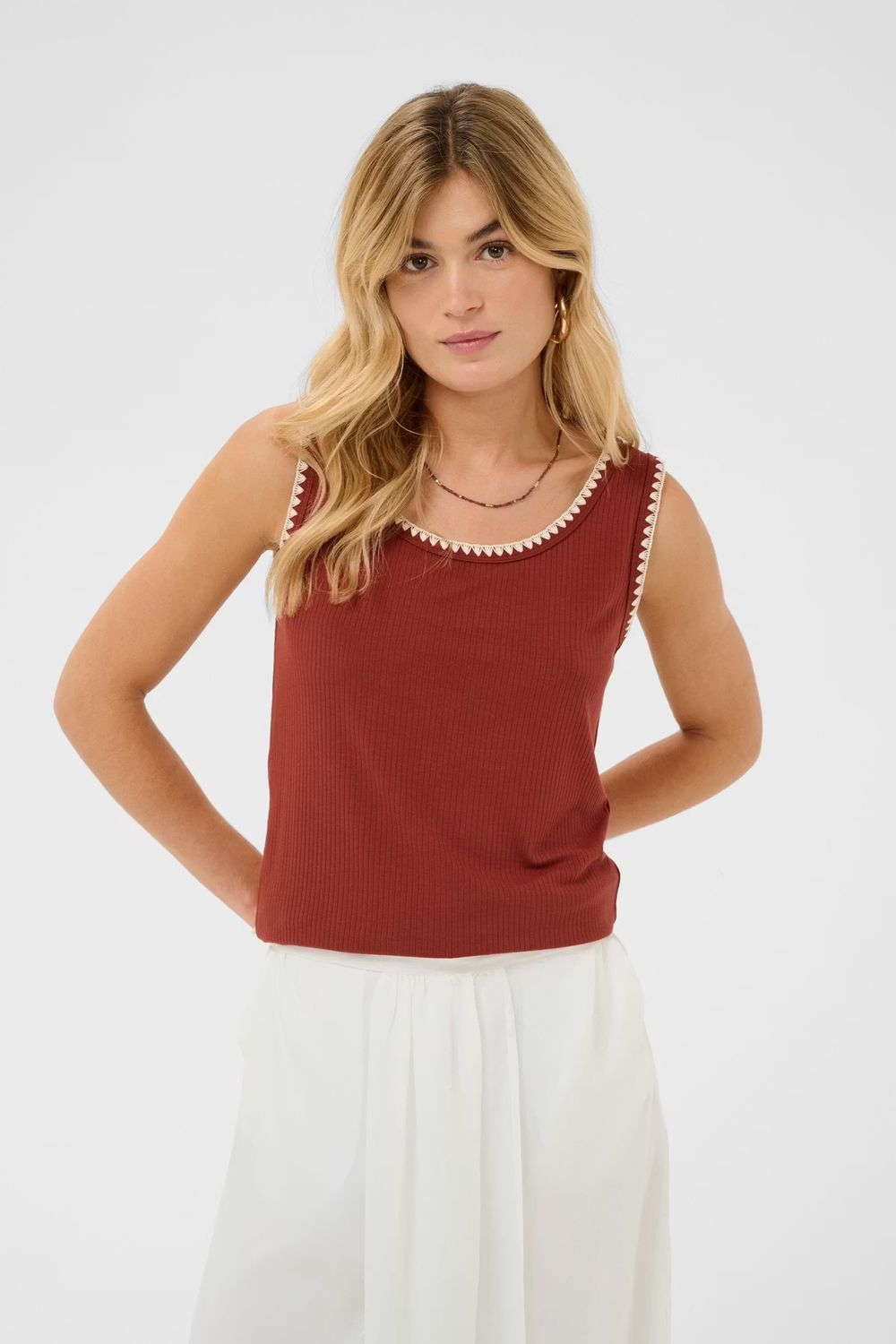 Ribba vest top brandy brown