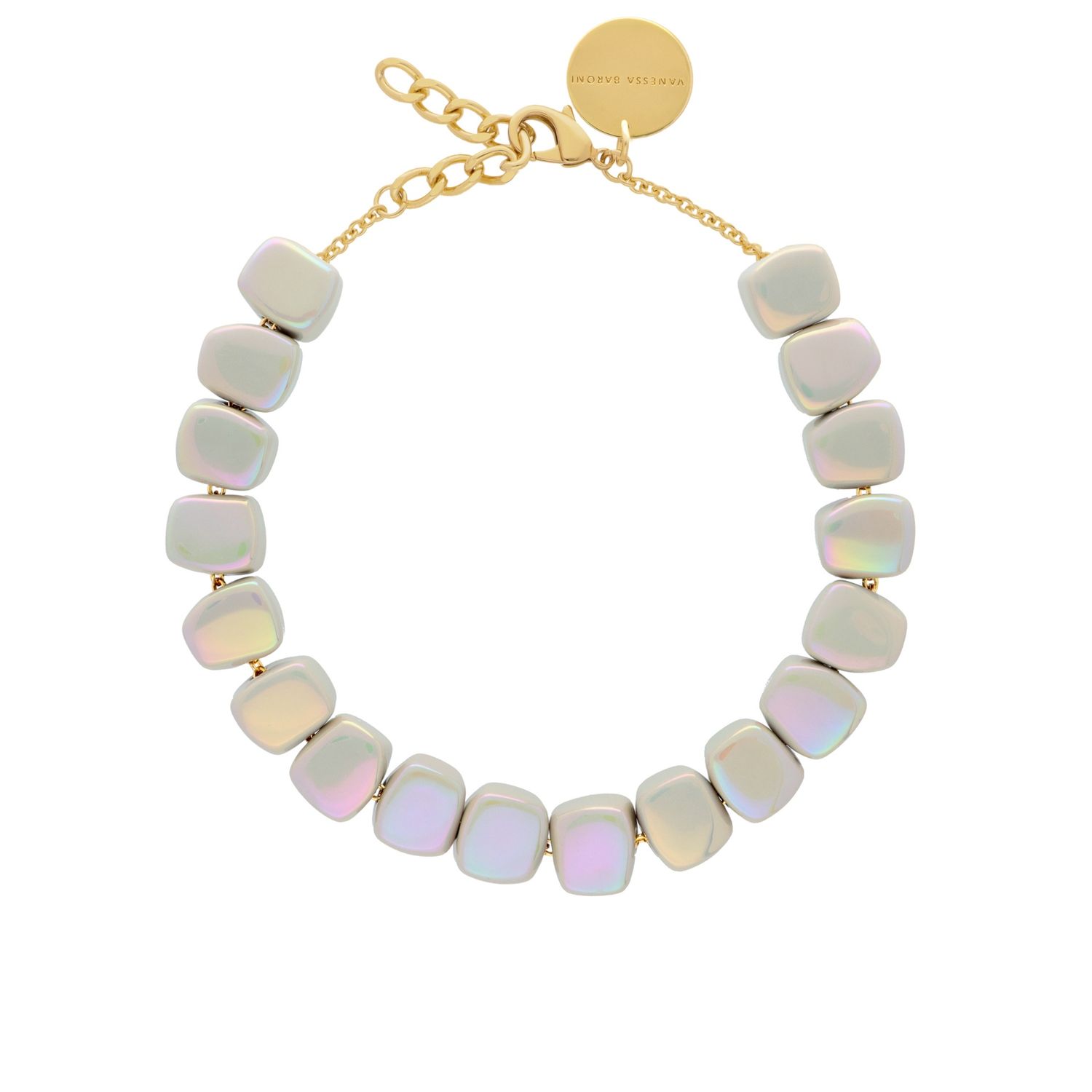 Small organic shaped necklace iridescent solid