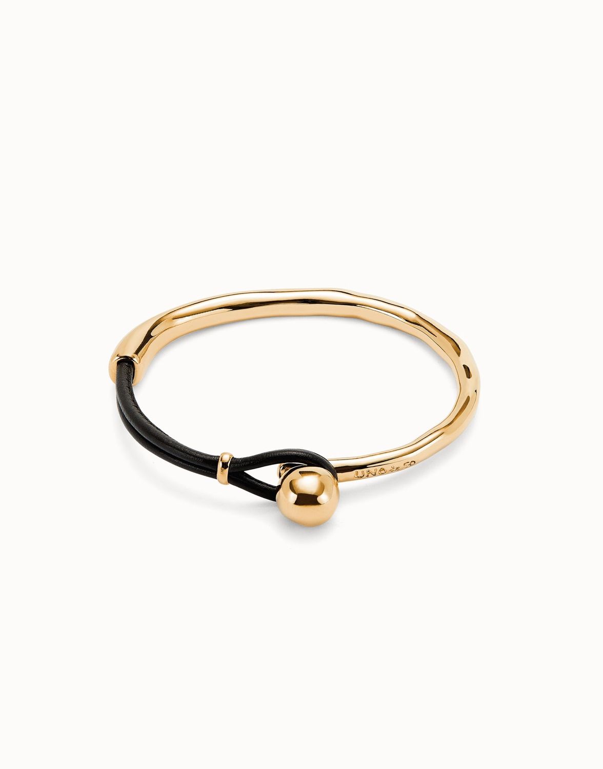 18k gold-plated bracelet brown leather