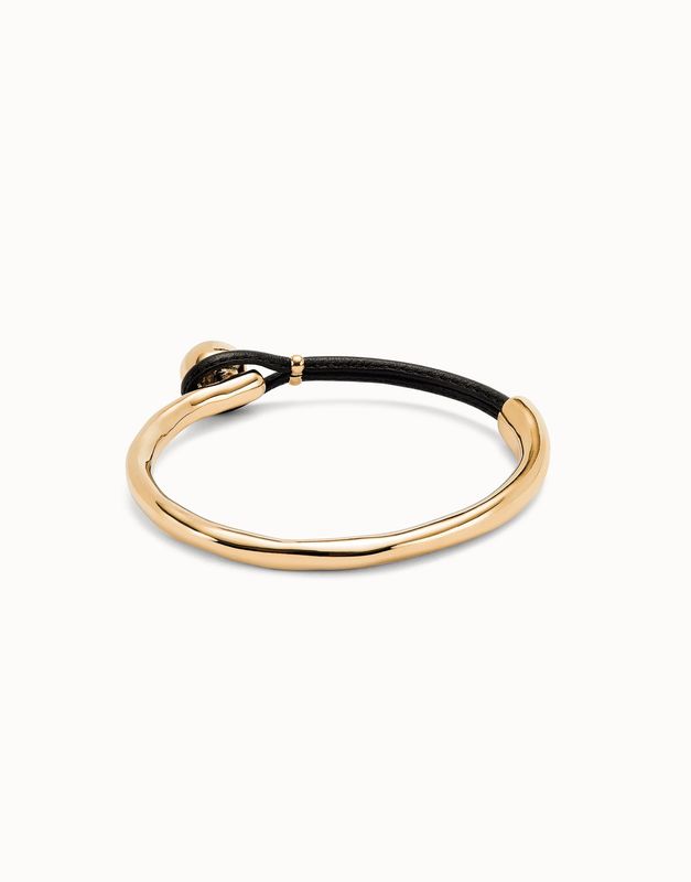 18k gold-plated bracelet brown leather