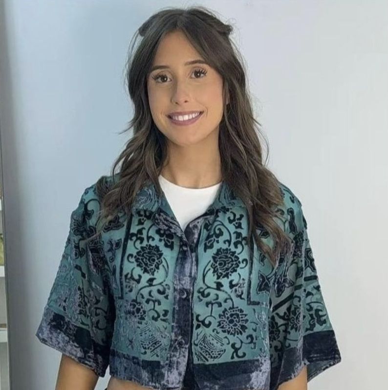Teal silk devore top