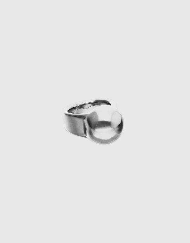Silver ring with sphere shape