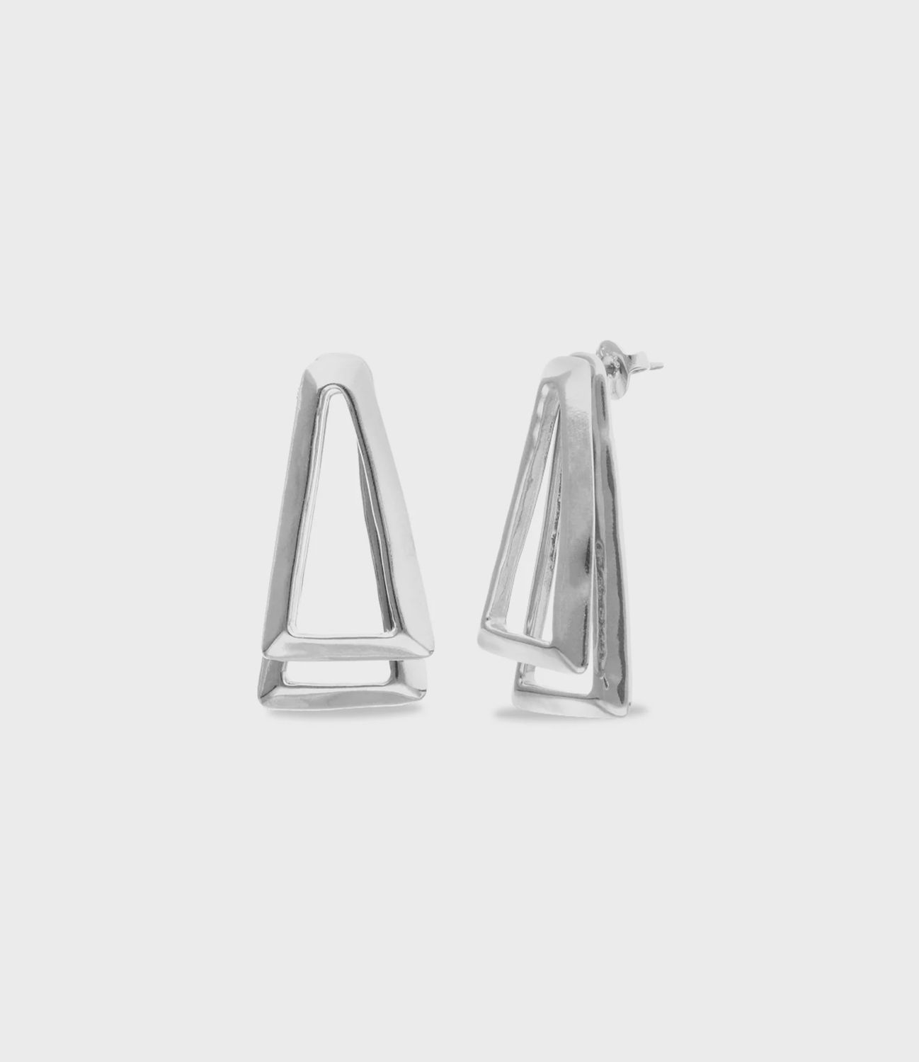 Double triangular earrings silver