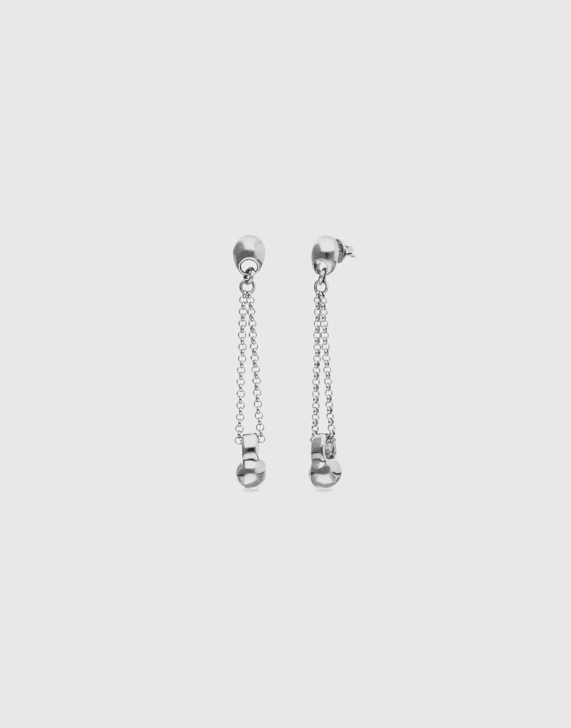 Drop chain with long chain and silver sphere