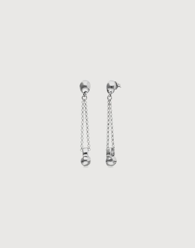 Drop chain with long chain and silver sphere