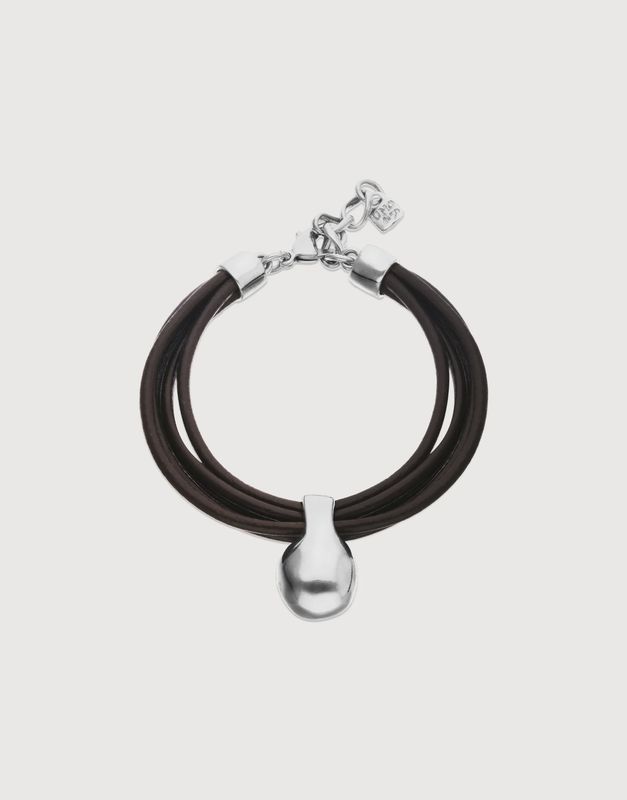 Leather bracelet with silver sphere