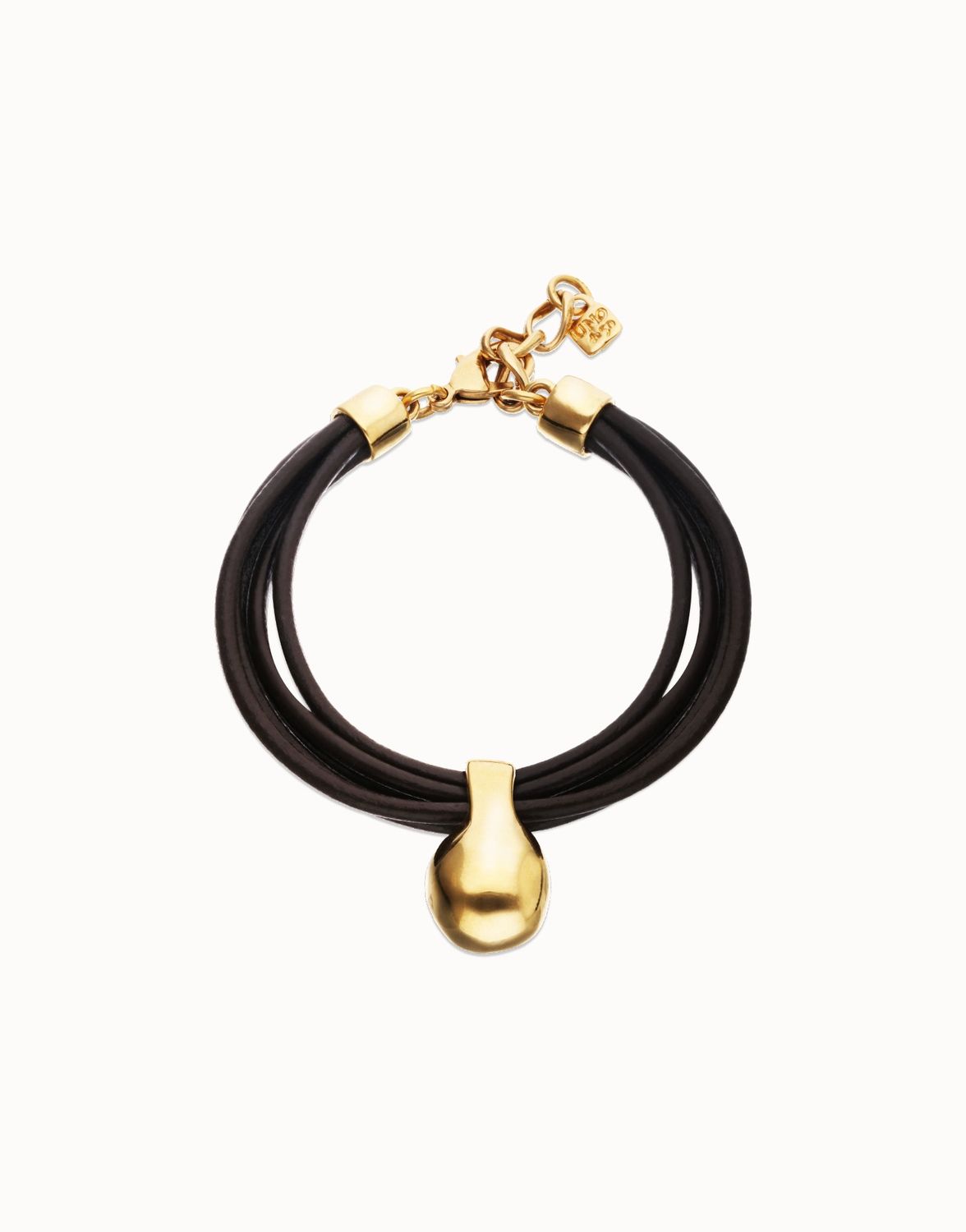 Leather bracelet with gold sphere
