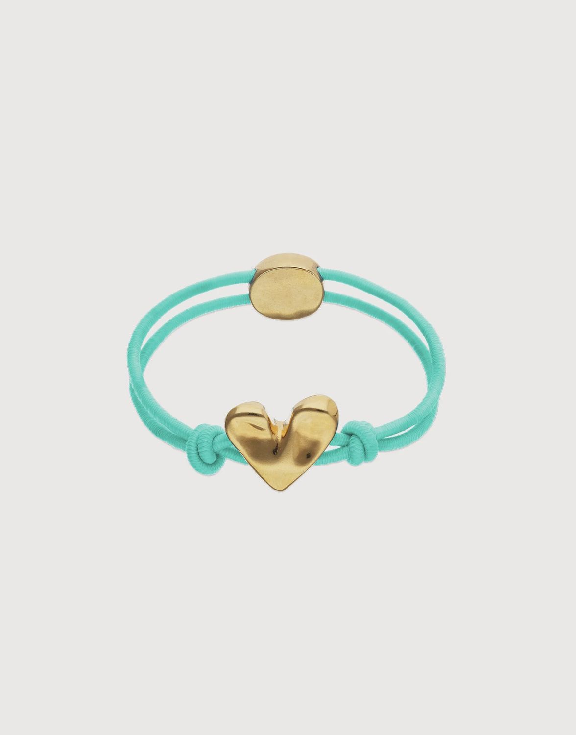 Turquoise elastic thread bracelet with gold heart