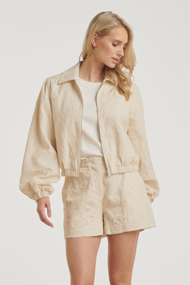 Textured bomber jacket cream
