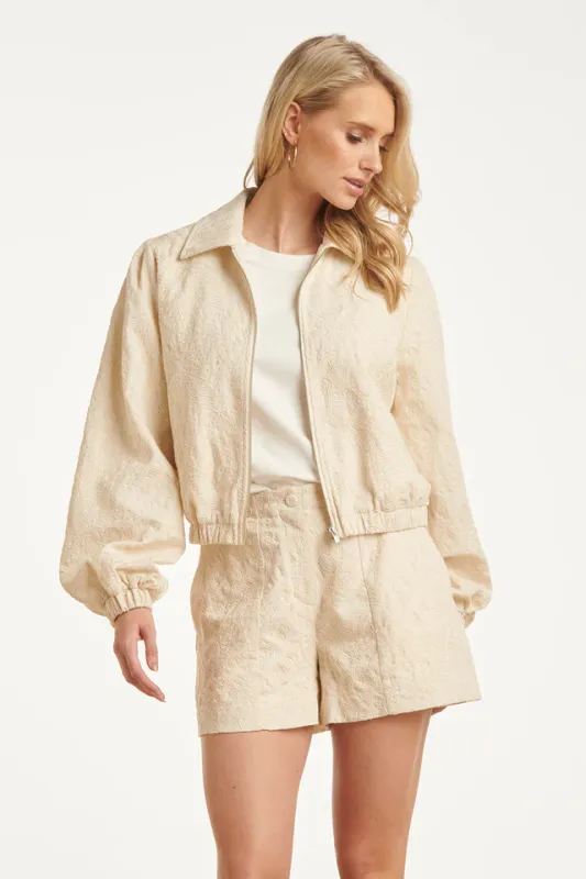 Textured bomber jacket cream