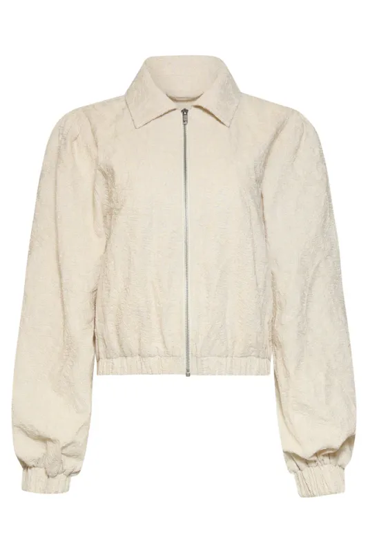Textured bomber jacket cream