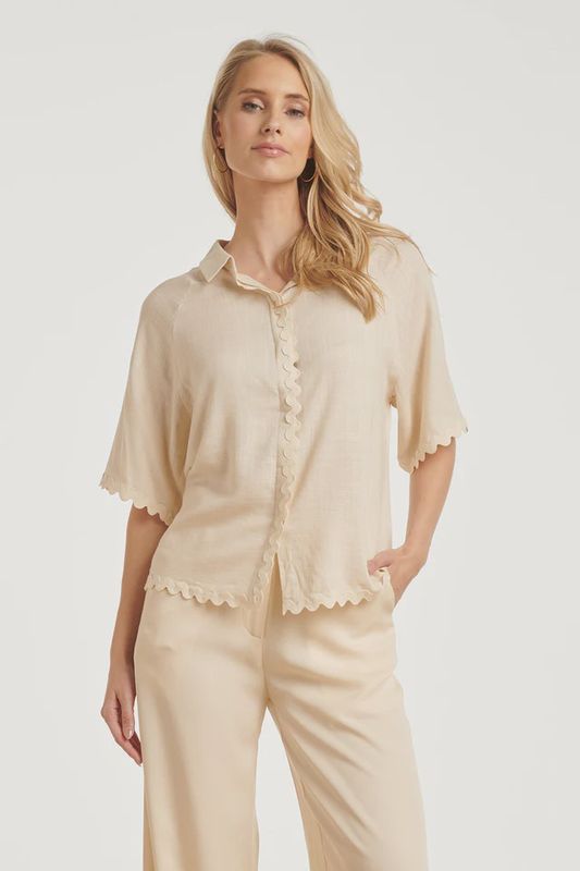 Linen blend blouse beige
