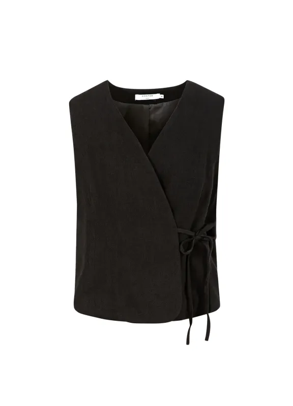 Emina linen vest top black