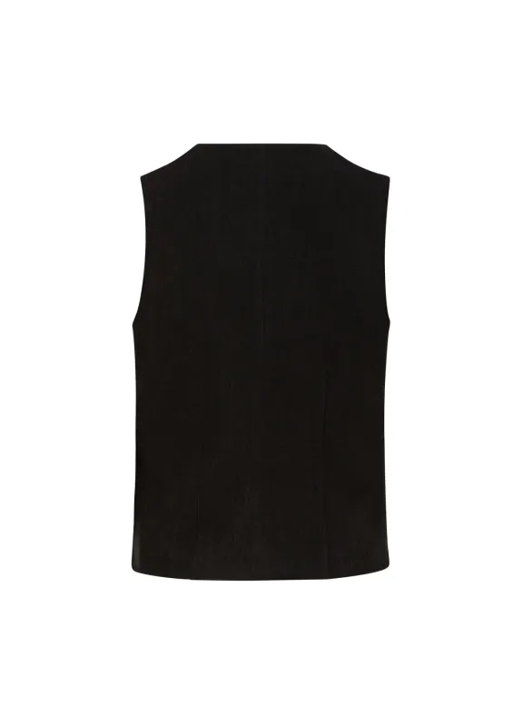 Emina linen vest top black