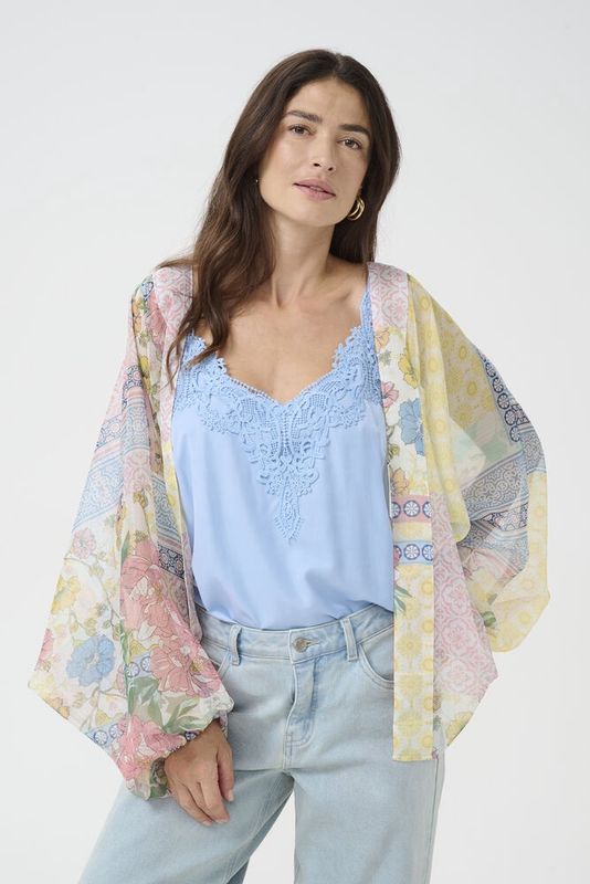 Daze kimono pastel yellow blue pink