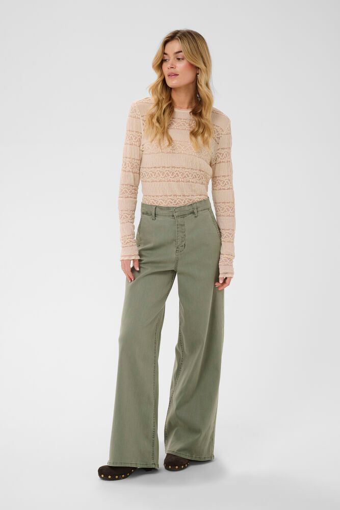 Visti wide leg denim trousers khaki green