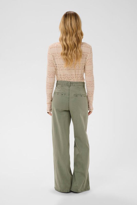 Visti wide leg denim trousers khaki green