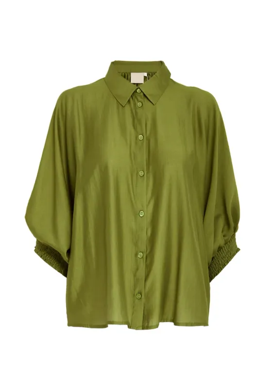 Regina soft silky shirt pear green