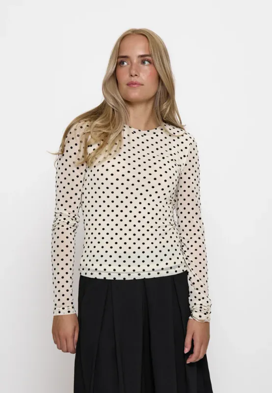 Rolo mesh top cream polka dot