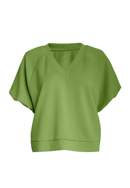 Minnie balloon sleeve jersey top green