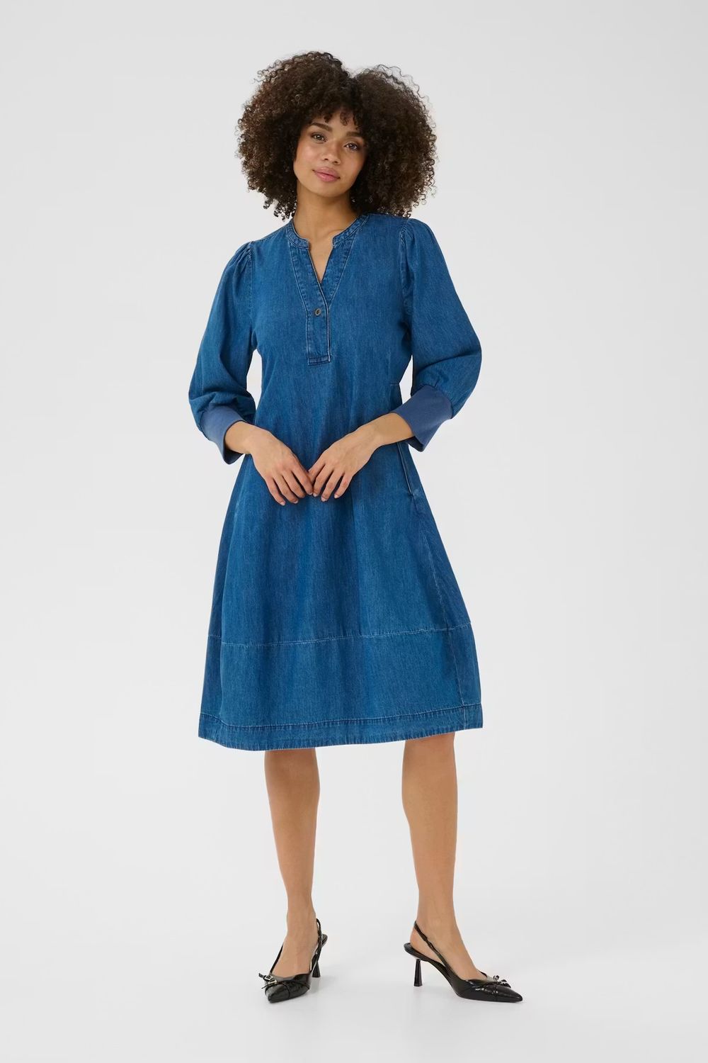 Allura Arpa 3/4 sleeve dress denim blue