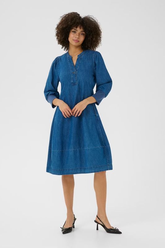 Allura Arpa 3/4 sleeve dress denim blue
