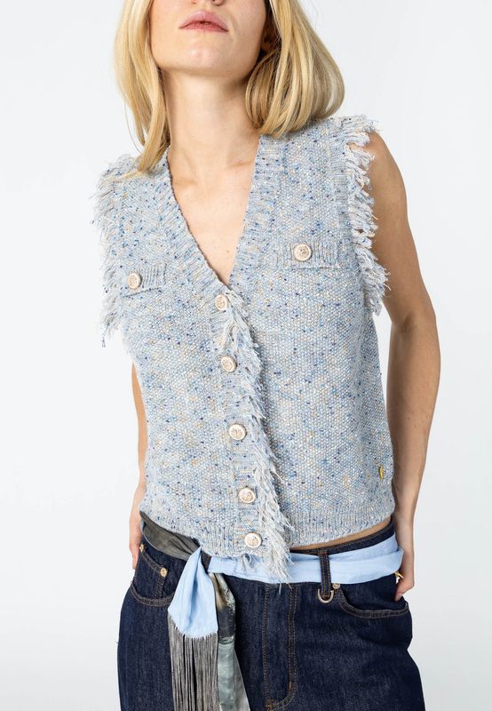 Knitted waistcoat pale blue