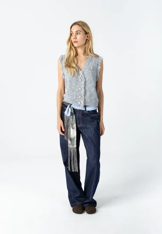 Knitted waistcoat pale blue