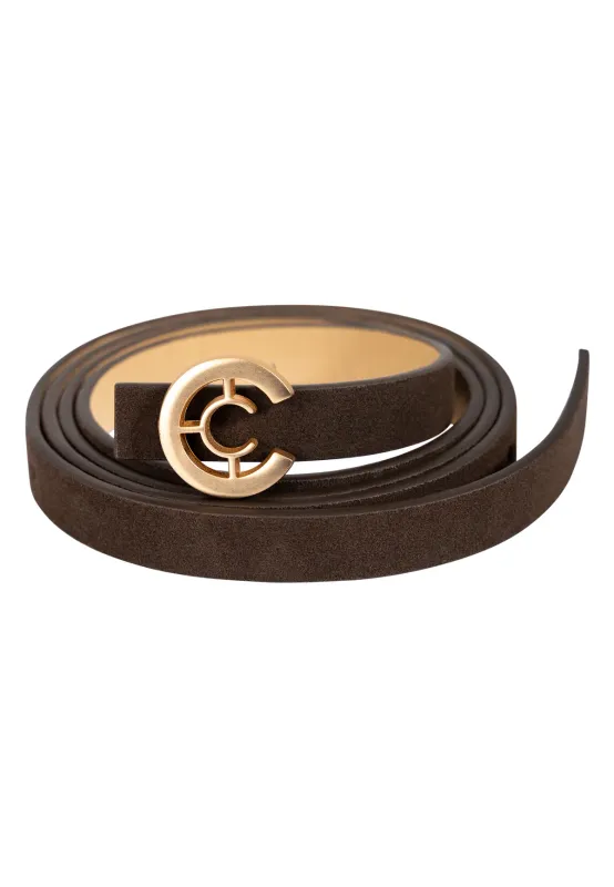 Small logo belt chocolate brown