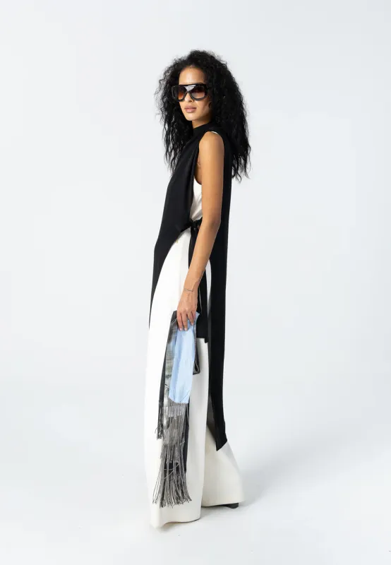 Cream jumpsuit with overlay