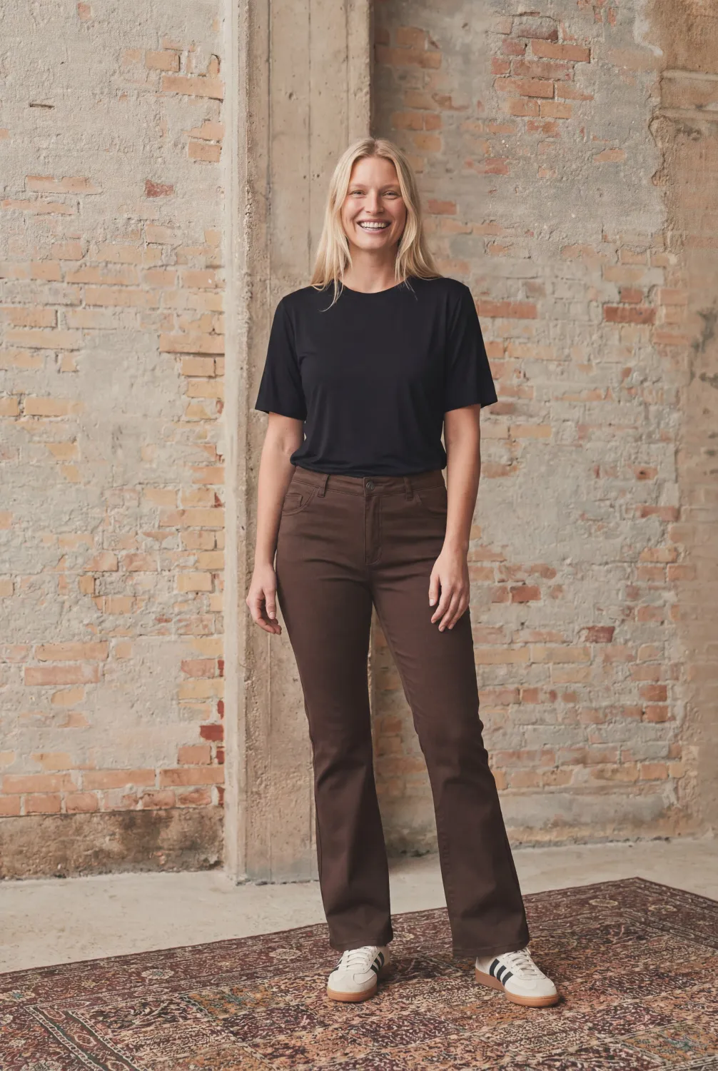 Flare coated trouser chocolate brown