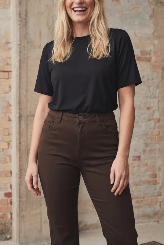 Flare coated trouser chocolate brown