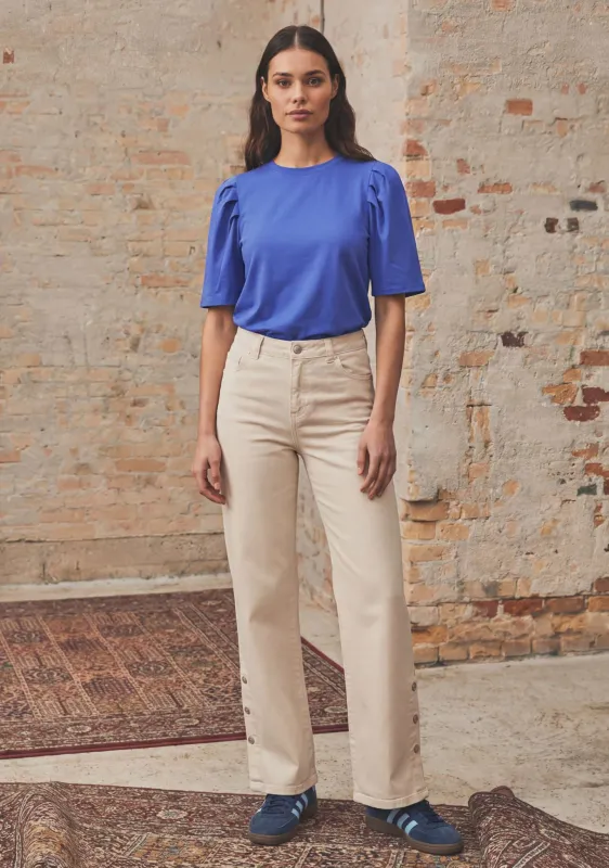 Como twill button trousers light beige