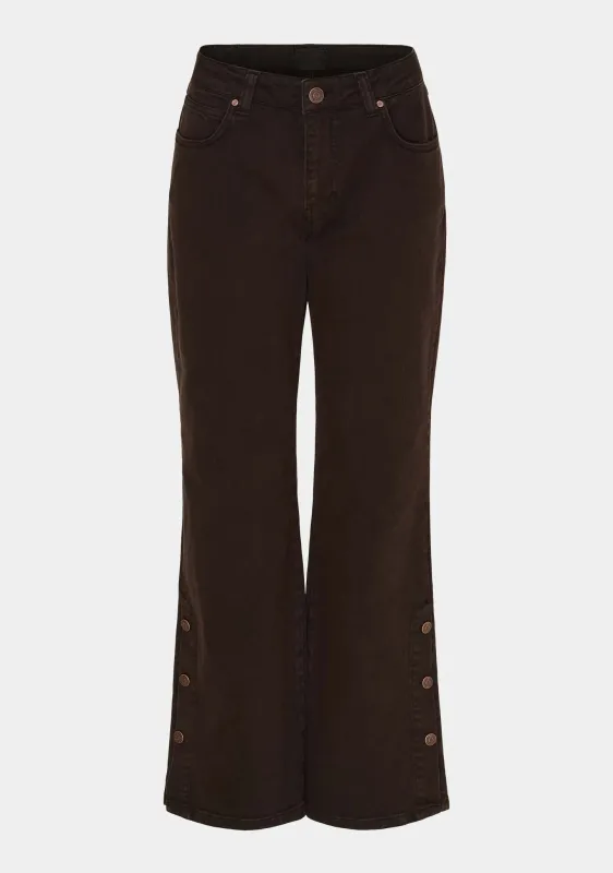Como twill button trousers chocolate brown