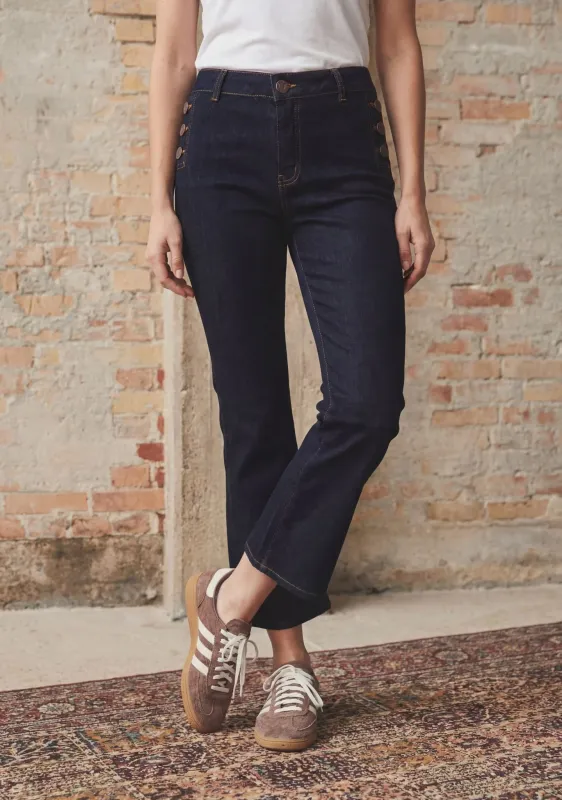 Como button jeans dark blue denim