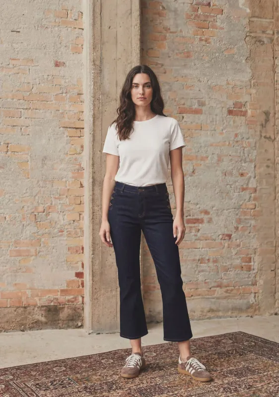 Como button jeans dark blue denim
