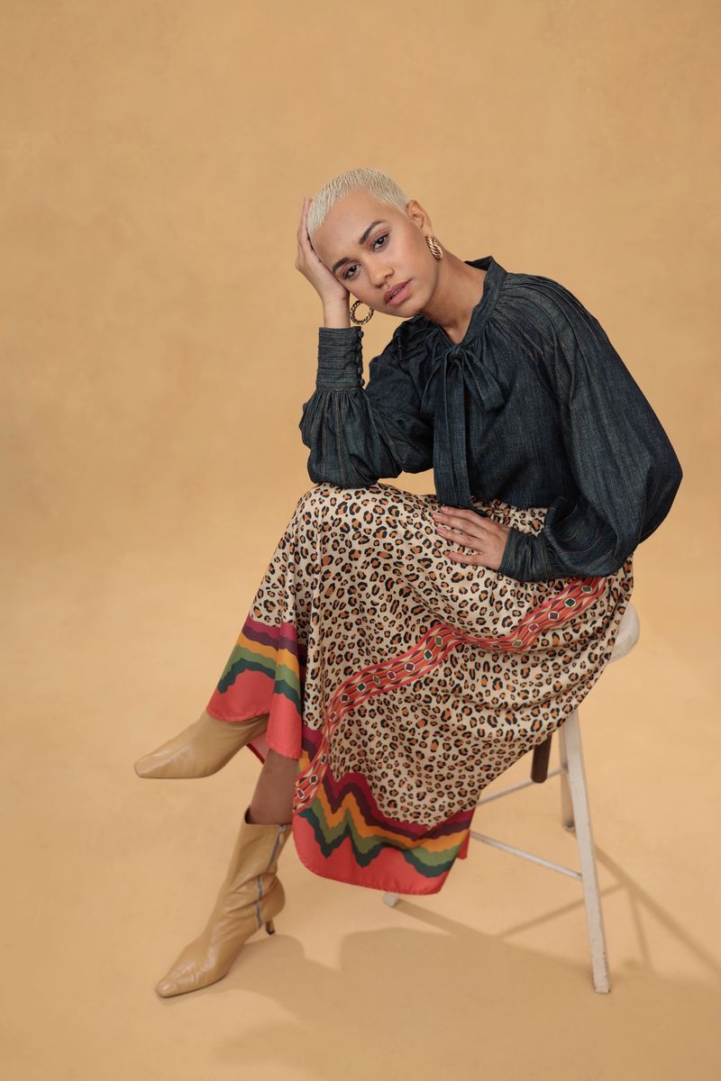 Cecil print leopard print maxi skirt