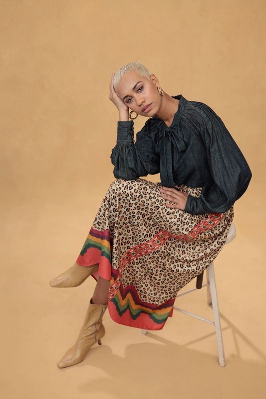 Cecil print leopard print maxi skirt
