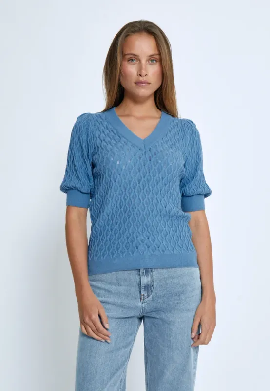 Rosalia short sleeve knitted jumper blue