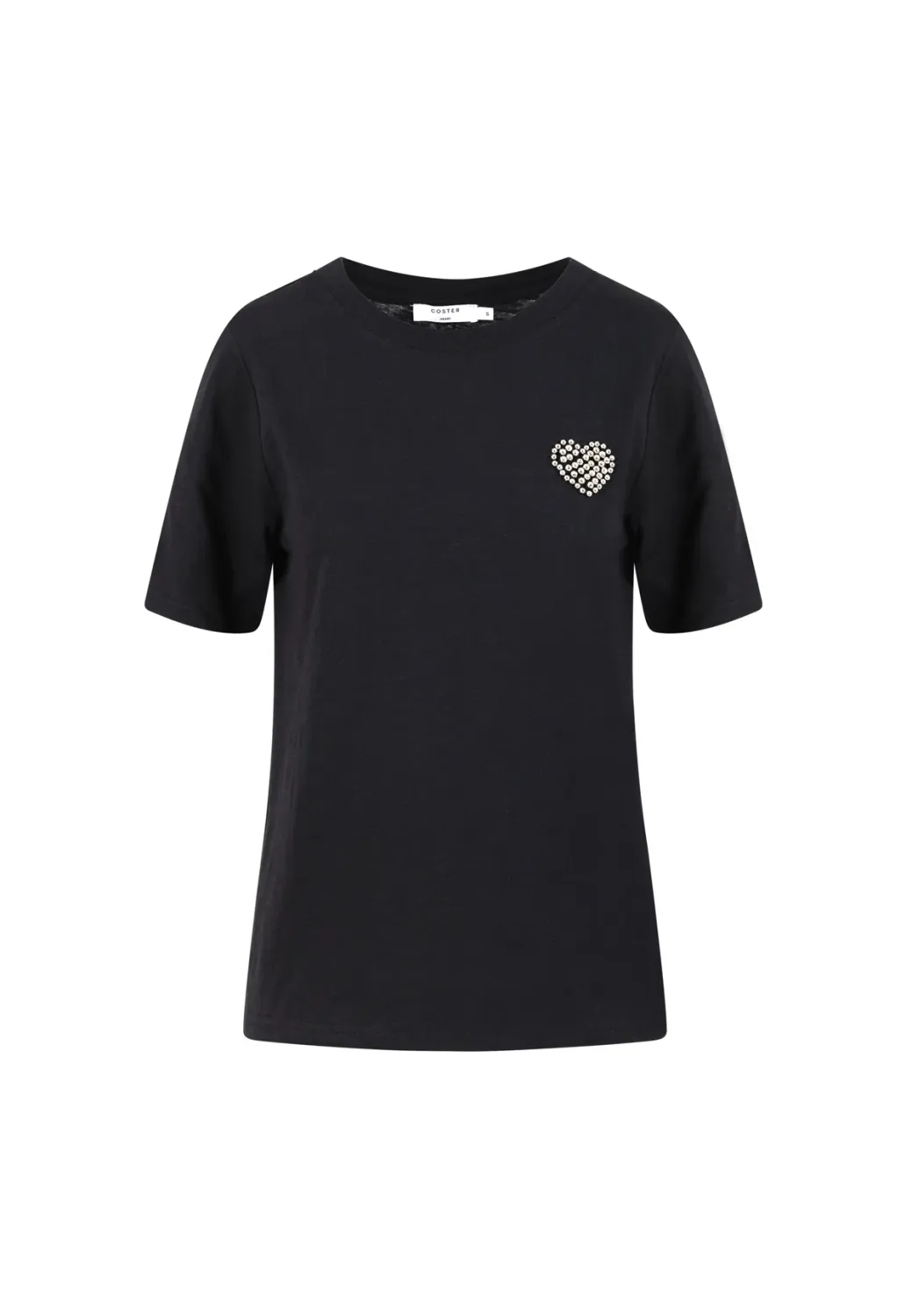 T-shirt with beaded heart black