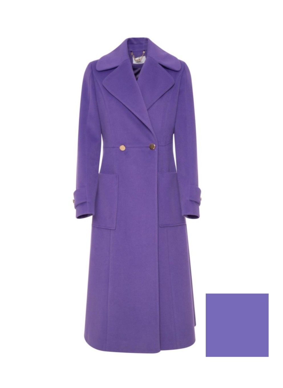 Flared long coat in purple
