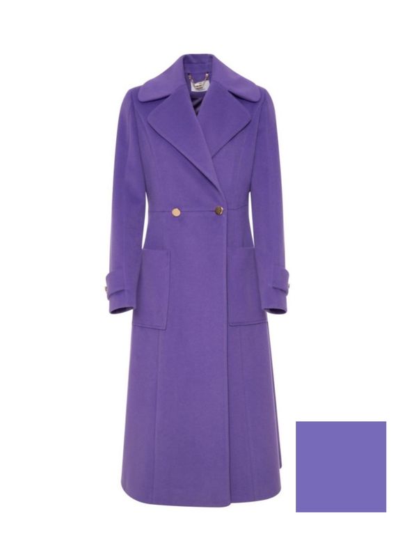 Flared long coat in purple