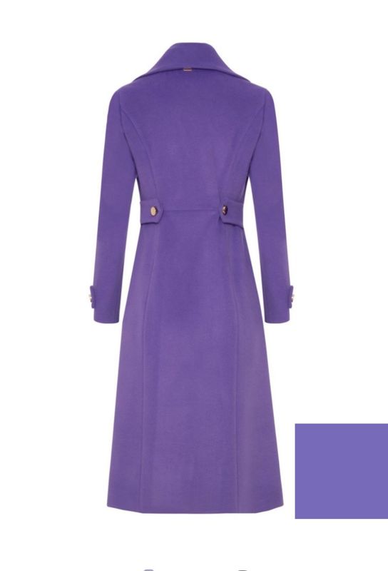 Flared long coat in purple