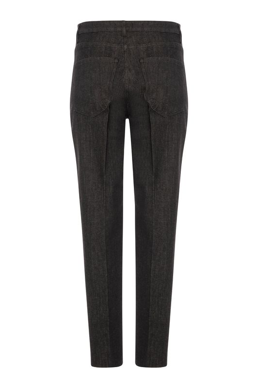 Cropped denim jeans with black rhinestone embellishment black