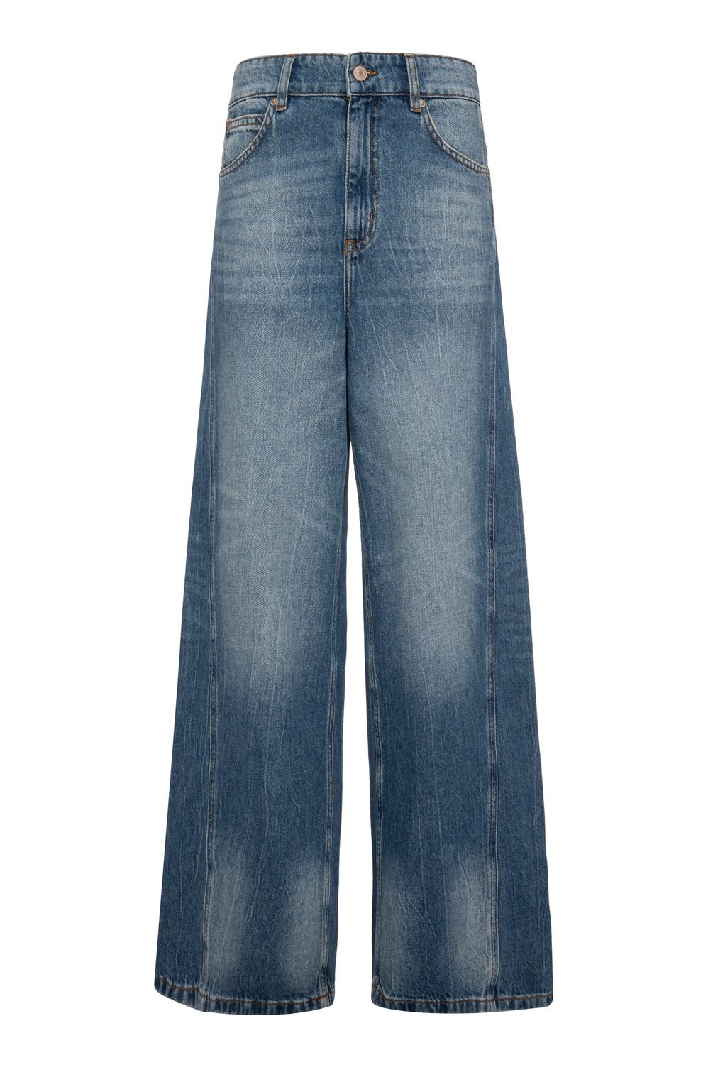 Twisted seam wide leg denim jeans blue