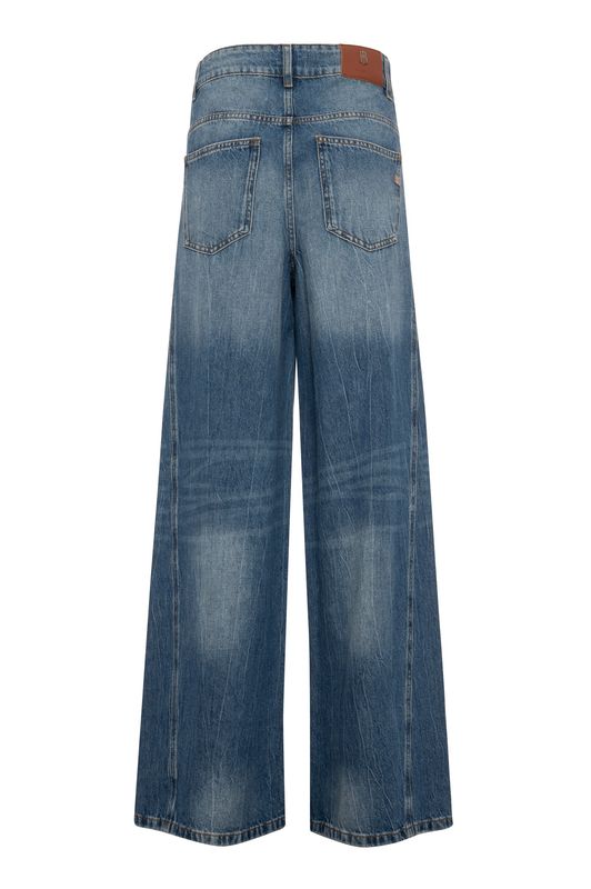 Twisted seam wide leg denim jeans blue